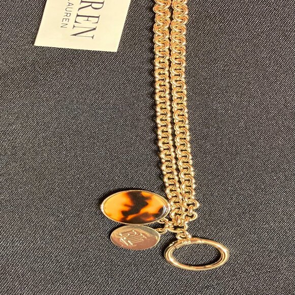 Ralph Lauren Gold Chain Bracelet with Initial and a Warm Brown Charm - Picture 3 of 8